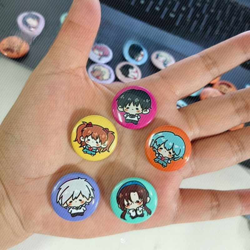 Evangelion Anime Merchandise - Набор из 5 неоновых милых значков-пуговиц